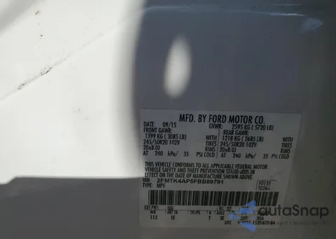 2015 Ford Edge Sport z USA, uszkodzony, nr VIN 2FMTK4AP5FBB89791